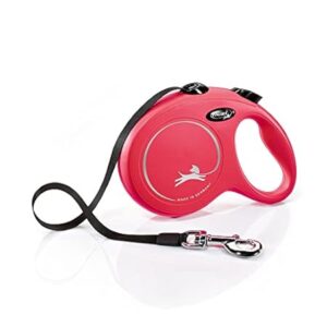 Flexi New Classic L Tape Leash, 5m, Red - Durable Retractable Dog Leash for Medium/Large Dogs