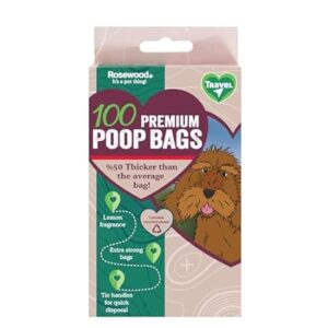 Rosewood Dog Poo Bags with Handles 100 lightly scented black