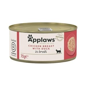 Applaws 100% Natural Wet Cat Food, Chicken with Duck in Broth - 70g Tin (Pack of 24)