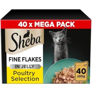 sheba fine flakes jelly poultry 40x85g wet cat food pouches