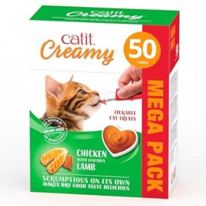 "Catit Creamy Chicken & Lamb Lickable Cat Treats – 50 Pack – Grain-Free Lick Treat for Cats"