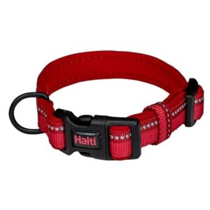 "HALTI Small Dog Collar Red – Reflective, Comfortable, Durable Nylon Collar"
