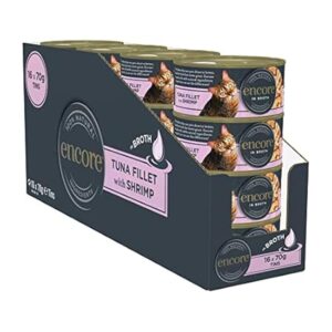 Encore 100% Natural Wet Cat Food Tuna with Shrimp 70g Pack of 16