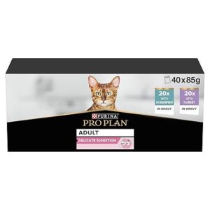 Pro Plan Delicate Digestion Wet Cat Food – Ocean Fish & Turkey 40x85g Pouches