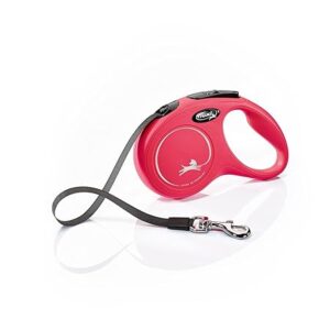 retractable dog lead 5m - flexi New Classic small red tape retractable lead