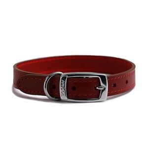 Heritage Leather Dog Collar - Red Bridle Leather, Size 3 (28-36 cm)