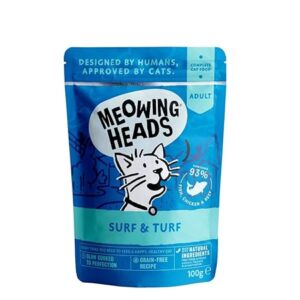 grain free wet cat food Meowing Heads Surf and Turf 10 x 100g