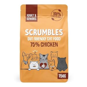 Scrumbles Adult and Senior Cats Dry Food 750g - Healthy dry cat food for adult and senior cats, made with natural ingredients to support digestion and overall health.