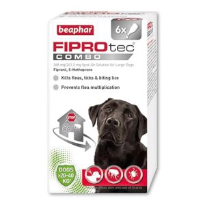 Beaphar FIPROtec® COMBO for Large Dogs (20-40kg) – Flea and Tick Treatment – 6 Pipettes