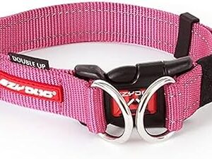 Neoprene dog collar pink with reflective detail for small medium and large dogs