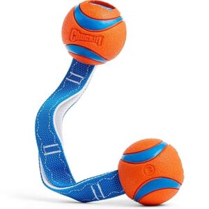 Chuckit Ultra Tug Duo Dog Toy – Medium, Rubber Balls for Fetch and Tug