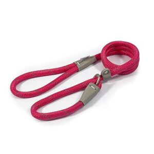 rope slip lead pink reflective rope leather dog lead 1.5m 12mm
