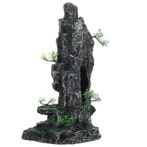 "Balacoo Aquarium Mountain View Ornament, Artificial Rockery Tree and Rock Cave"
