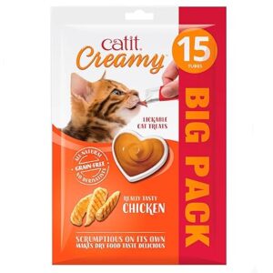 "Catit Creamy Chicken Lickable Cat Treats for Cats & Kittens – Grain-Free Lick Treat – 15 x 10g Multipack"