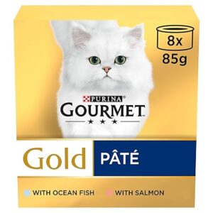 GOURMET Gold Senior 7+ Pate Fish Wet Cat Food 8x85g Pack of 6