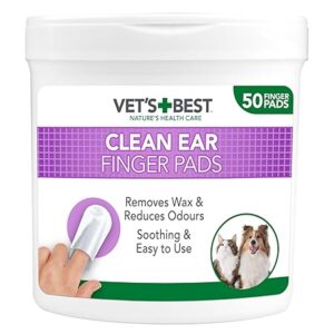 Vet's Best Ear Relief Finger Wipes, Ear Cleansing for Dogs, Soothes & Deodorizes - 50 Disposable Wipes