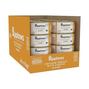 Applaws 100% Natural Wet Cat Food Chicken with Cheese 70g (Pack of 24)