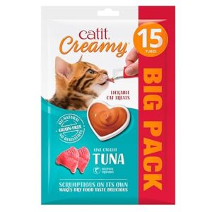 Catit Creamy Tuna Lickable Cat Treats for Cats and Kittens (15 x 10g Multipack)