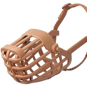 Baskerville Classic Basket Muzzle for Dogs – Prevents Biting, Panting, and Food Scavenging – Ideal for Longer Nosed Dogs, Size 5