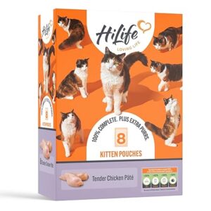 HiLife Kitten Wet Cat Food - Tender Chicken Pate 8x70g Pouches