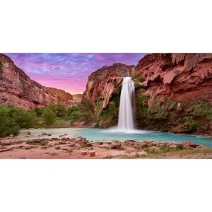AWERT 48x18 inches Reptile Habitat Background with Sunset Mountain Waterfall, perfect for terrariums and aquariums