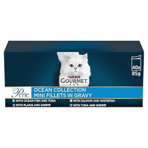 Gourmet Perle Ocean Collection Wet Cat Food 40x85g – Mini Fillets in Gravy