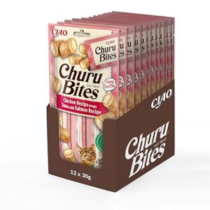 Ciao Churu Bites Cat Treats – Chicken, Tuna & Salmon Flavour, 12 Pack (36 x 10g)