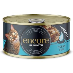 Encore 100% Natural Wet Cat Food, Ocean Fish in Broth Tin 70g (Pack of 16)