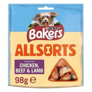 Bakers Allsorts treats - chicken beef lamb dog treats 98g pack of 6