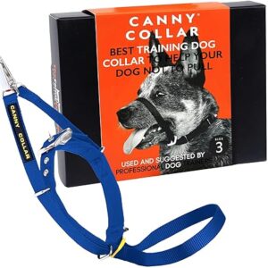 Canny Collar No-Pull Dog Headcollar in blue, size 3, for training dogs to stop pulling.