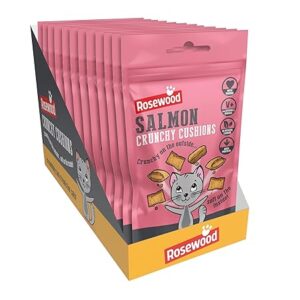 Salmon cat treats crunchy cushions with taurine vitamins and minerals 12 x 60g