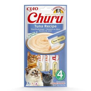 Ciao Churu Sticks by INABA offer a delightful way to treat your cat with a soft and creamy texture that’s sure to be loved. These sticks are filled with tuna flavour and come in a 4 x 14g pack, making them an ideal snack for your feline friend. The formula is grain-free and made from natural ingredients, providing a wholesome, tasty treat without artificial additives. These treats are not only delicious but versatile. You can use them as a standalone snack, add them as a food topper, or even use them for pill administration. The squeezable purée makes it easy to mix with food, ensuring that your cat receives its medication without the struggle. In addition to being a delicious snack, Ciao Churu Sticks are great for promoting hydration and improving your cat’s diet with the high-quality ingredients that support its overall health. The tuna flavour is rich and appealing, making it a great way to introduce variety into your cat’s diet. Whether you have a picky eater or simply want to treat your cat to something special, Ciao Churu Sticks by INABA are an excellent choice. The soft, creamy texture and irresistible taste will keep your cat coming back for more, and you can rest assured that you're giving them a healthy, high-quality treat.